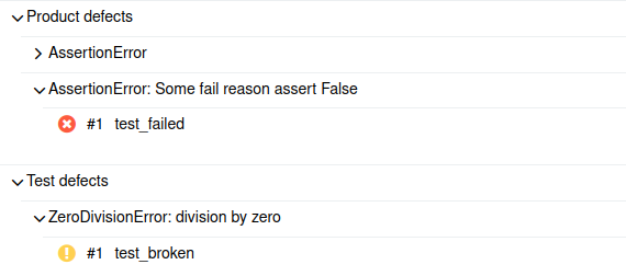 Allure Report Categories tab