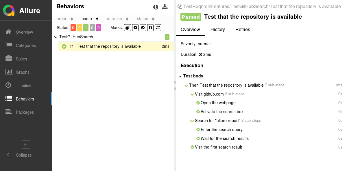 Allure Report Reqnroll Example Allure Report Reqnroll Example
