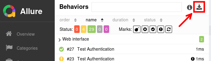 Download Behaviors CSV file
