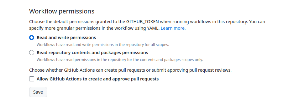 Allure Github configure workflow permissions