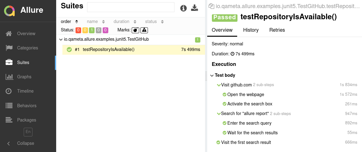 Allure Report JUnit 5 Example