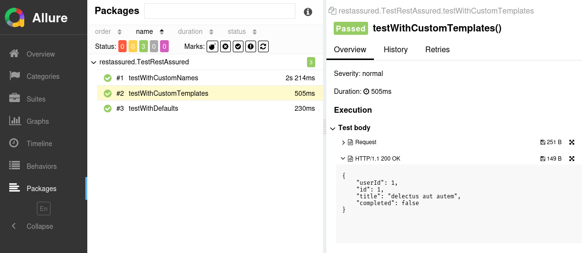 Allure Report REST Assured Example