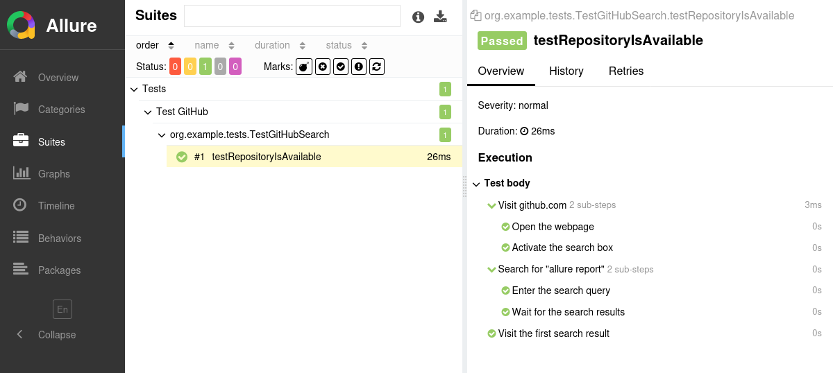 Allure Report TestNG Example Allure Report TestNG Example