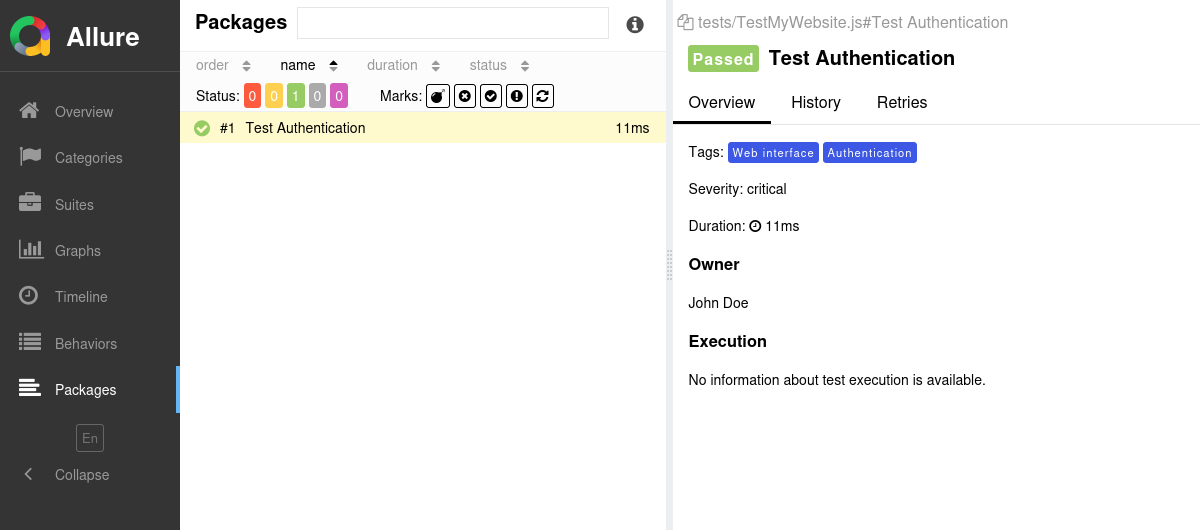 Allure Report CodeceptJS Example