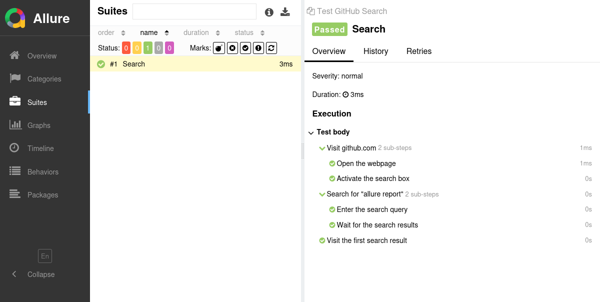 Allure Report Jasmine Example Allure Report Jasmine Example