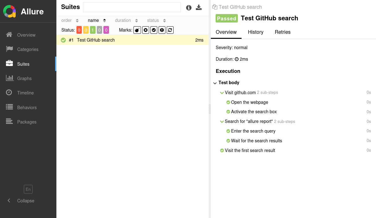 Allure Report Jest Example