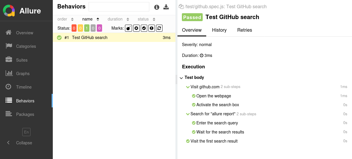 Allure Report Mocha Example Allure Report Mocha Example