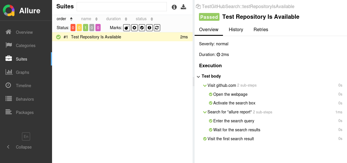 Allure Report PHPUnit Example