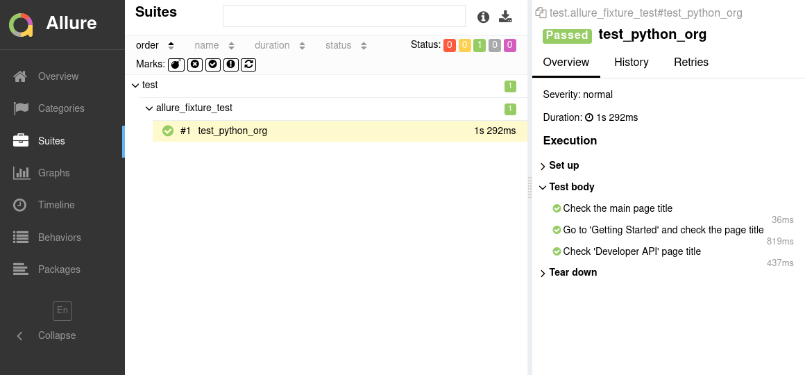 Allure Report Pytest Example