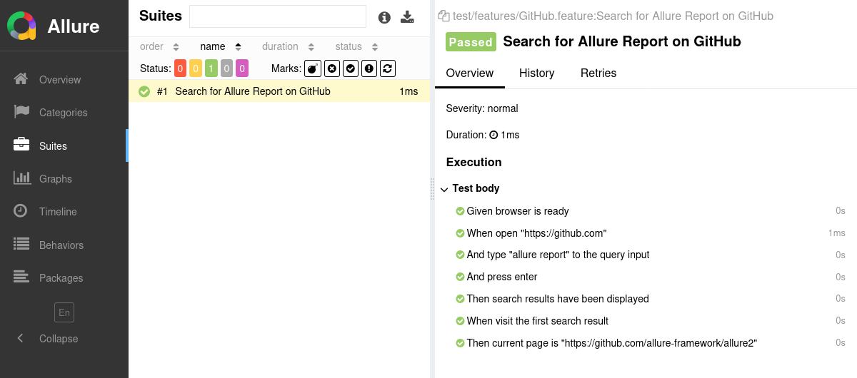 Allure Report Pytest-BDD Example