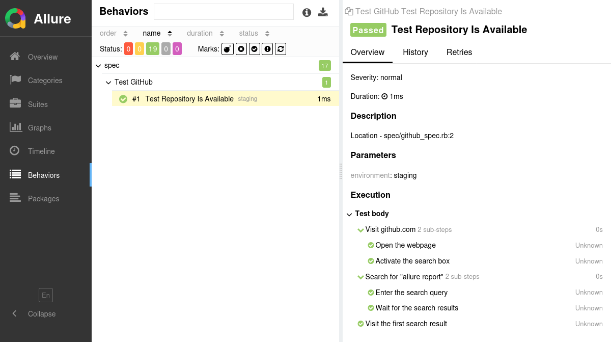 Allure Report RSpec Example