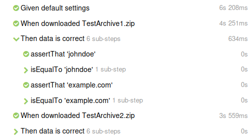 Allure Report test steps from Gherkin feature file
