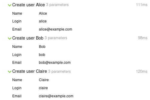 Allure Report test steps with parameters