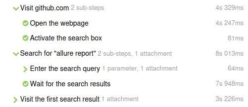 Allure Report test steps